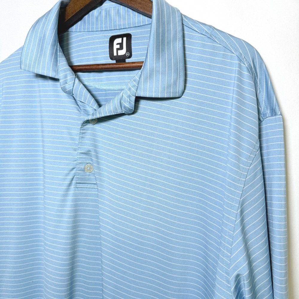 FootJoy Mens ProDry Striped Golf Polo Shirt Light Blue 2XL 28544